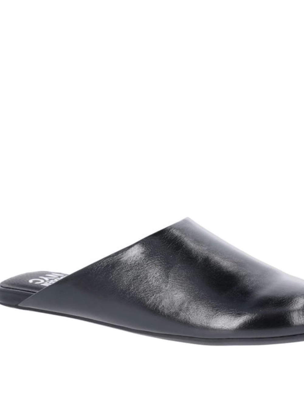 Madden NYC Women's Black Leather Slip-On Mule Flats